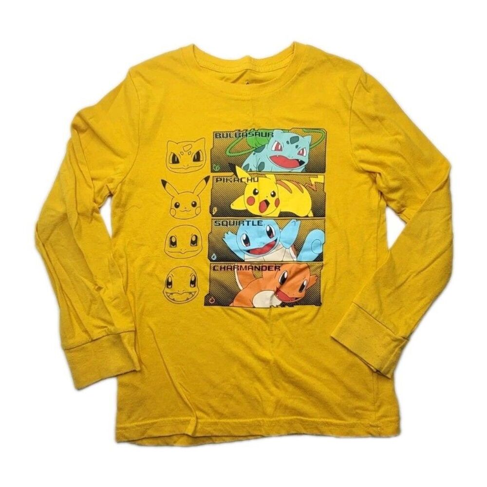 Pokemon Pikachu & Characters Long Sleeve Cotton T- Shirt Unisex Small